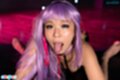 Saki kawanami on all fours extending her tongue