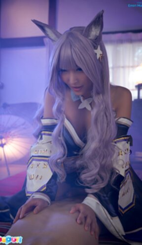 Emiri Momota sitting astride cock using shaved pussy to make him cum