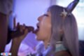 Emiri momota stroking cock tongue extended to cock head