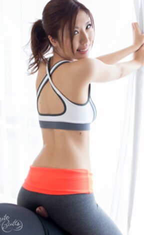 Rin Miura in sweat pants giving assjob and sitting on spent cock