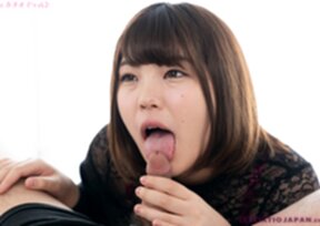 Hayakawa Natsumi strips bra and panties and sucks cock on her knees