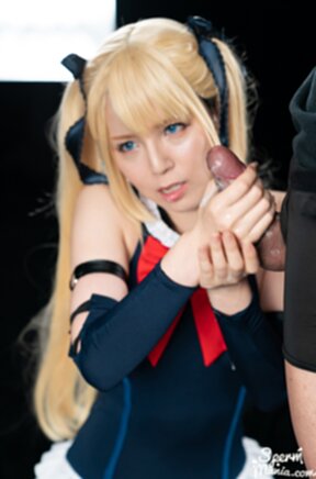 Mary on her knees giving handjobs and cum in mouth