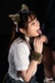 Tsukino nagi holding spent cock cum dripping from her tongue