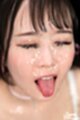 Kurumi ria extending her tongue eyes closed face covered with bukkake cum