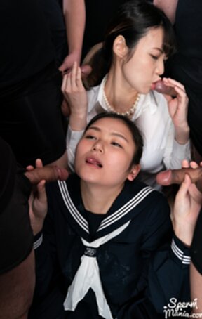 Tutor Aida Miku watching kogal Hayase An receive bukkake facials