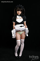 Lifting hem of skirt revealing panties thigh high stockings