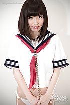 Wearing seifuku uniform pulling on bondage chain