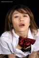 Looking up wearing uniform shirt lips parted