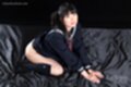 Himeno miku kneeling in uniform looking up