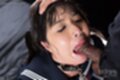 Face fucked on her knees in uniform wearing bondage chain