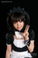 Maid sakura sena flashing vee sign wearing uniform