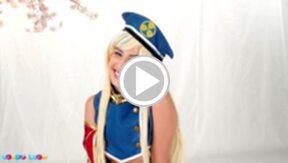 Cop Kristen Scott on her knees licking and sucking cock